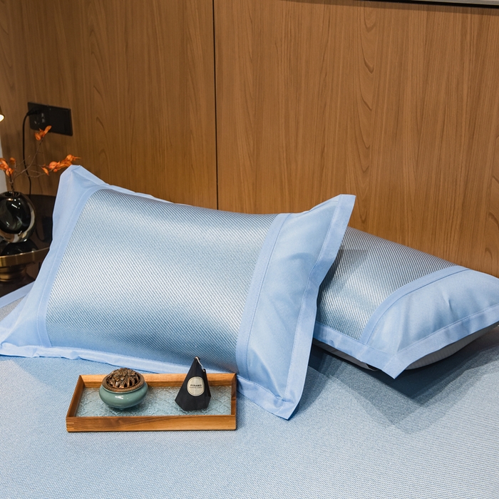 91家纺网 家纺一手货源 找家纺 全季家居 2024新款A类艾草驱蚊冰藤席 艾草-天蓝