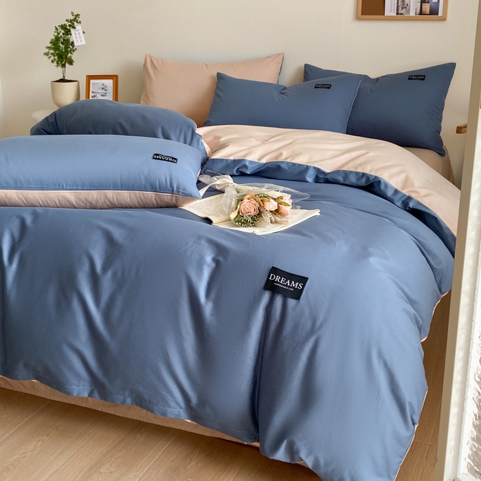 91家纺网 家纺一手货源 找家纺 （总）如约 2025春夏新品全棉13372纯色双拼四件套