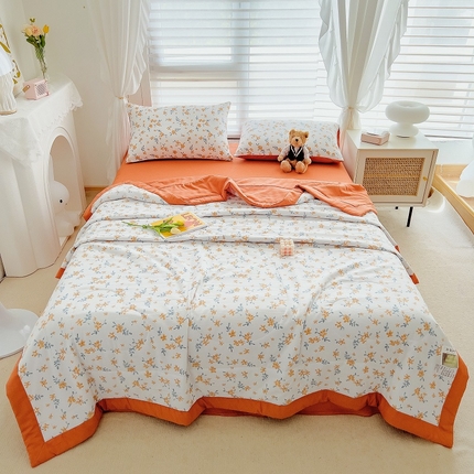 91家纺网 家纺一手货源 找家纺 梵克保罗 2024新款棉麻夏被五件套含抱枕套 晨曦