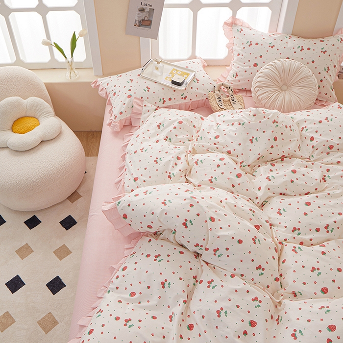 91家纺网 家纺一手货源 找家纺 （总）一米阳光 2024新款2月全棉花边款四件套