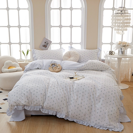 91家纺网 家纺一手货源 找家纺 （总）一米阳光 2024新款2月全棉花边款四件套