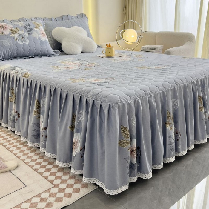 91家纺网 家纺一手货源 找家纺 情煊家纺 2024新款全棉亲肤夹棉印花床裙 15茗香阁