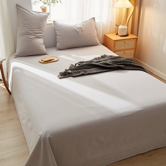 91家纺网 家纺一手货源 找家纺 暖阳 2025新款全棉水洗棉单床单 冰山灰