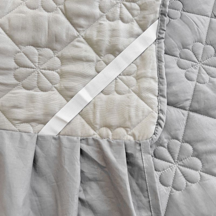 91家纺网 家纺一手货源 找家纺 情煊家纺 2024新款全棉亲肤夹棉纯色床裙 绅士灰