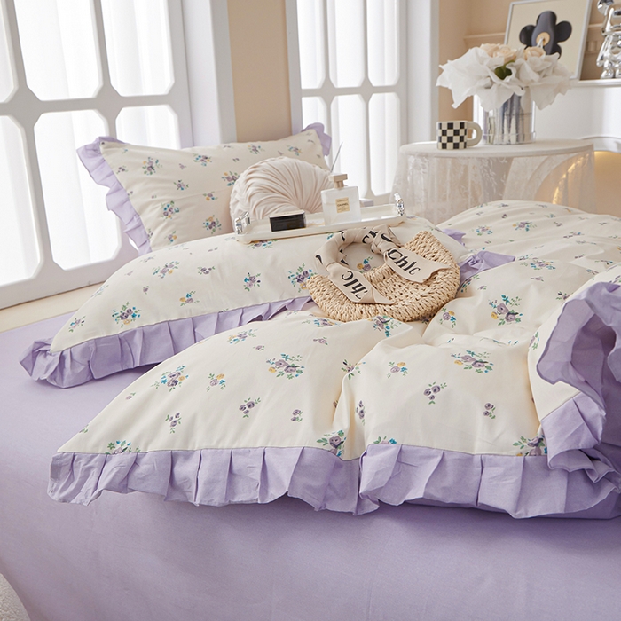 91家纺网 家纺一手货源 找家纺 一米阳光 2024新款2月全棉花边款四件套 序曲