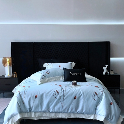 91家纺网 家纺一手货源 找家纺 （总）馨蕊2024新款100S高奢简约活性数码印花系列四件套-棉玫瑰佳人