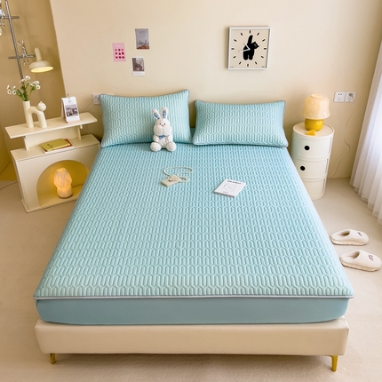91家纺网 家纺一手货源 找家纺 希廷顿 2024新款乳胶凉席床笠款 天蓝色
