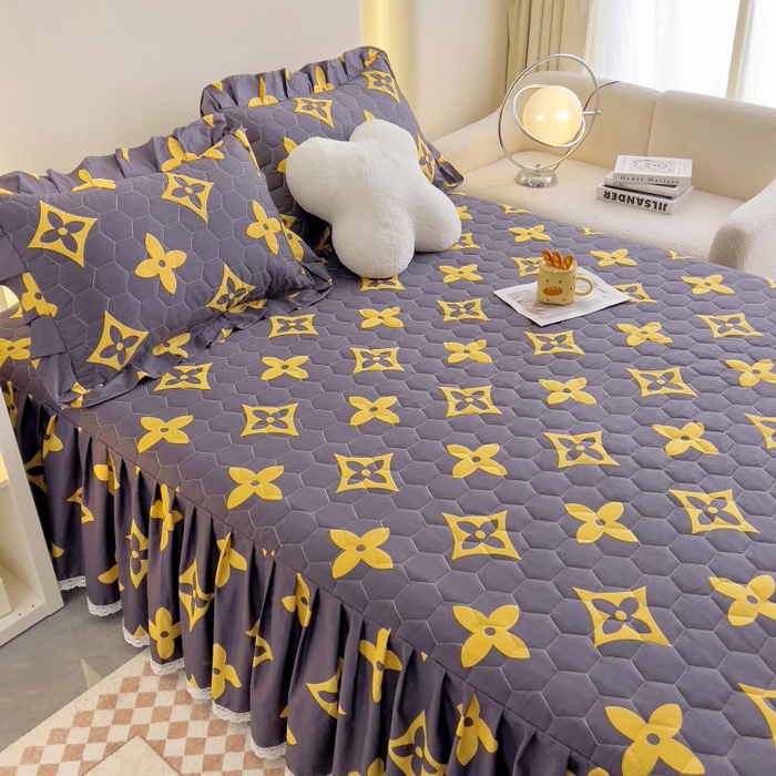 91家纺网 家纺一手货源 找家纺 情煊家纺 2024新款全棉亲肤夹棉印花床裙 11轻奢范