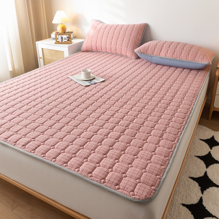 91家纺网 家纺一手货源 找家纺 鑫钰 2024水洗棉床护垫-简格 简格-豆沙格