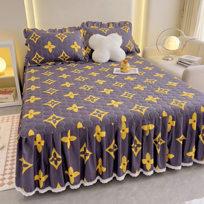 91家纺网 家纺一手货源 找家纺 情煊家纺 2024新款全棉亲肤夹棉印花床裙 11轻奢范