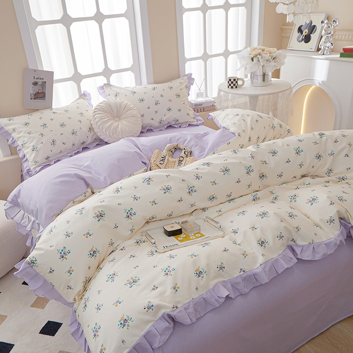 91家纺网 家纺一手货源 找家纺 一米阳光 2024新款2月全棉花边款四件套 序曲