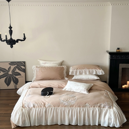 91家纺网 家纺一手货源 找家纺 2024新款100支全棉温莎城堡系列四件套温莎城堡（图一） 美拉德棕