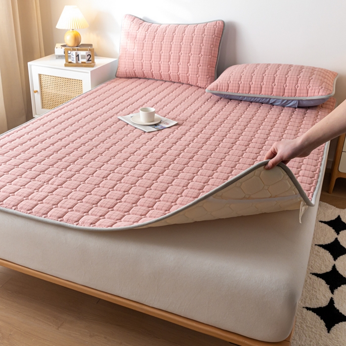 91家纺网 家纺一手货源 找家纺 鑫钰 2024水洗棉床护垫-简格 简格-豆沙格