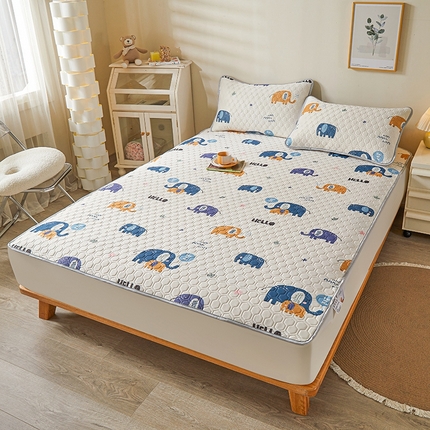 91家纺网 家纺一手货源 找家纺 （总）小萌虎 2024新款凉感冰丝印花床单款胶质凉席