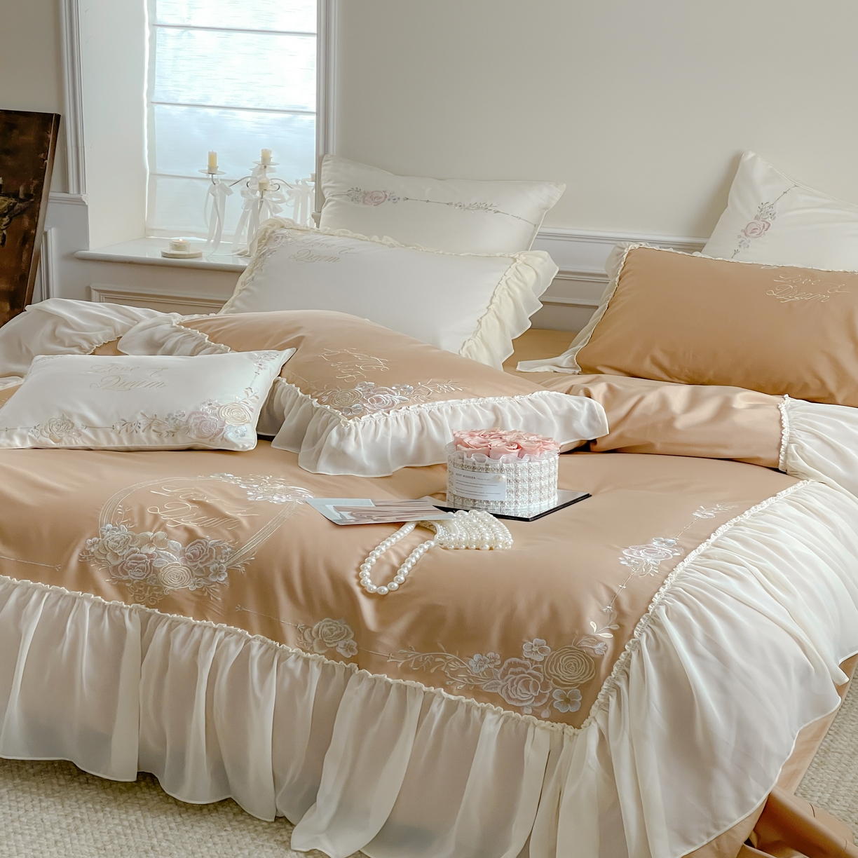 91家纺网 家纺一手货源 找家纺 2024新款100支全棉 温莎城堡系列四件套温莎城堡（图二） 美拉德棕