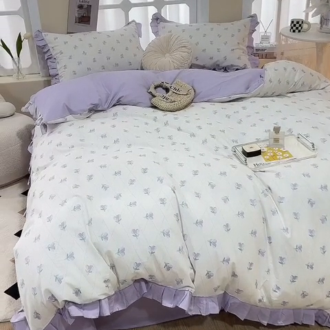 91家纺网 家纺一手货源 找家纺 一米阳光 2024新款2月全棉花边款四件套 序曲