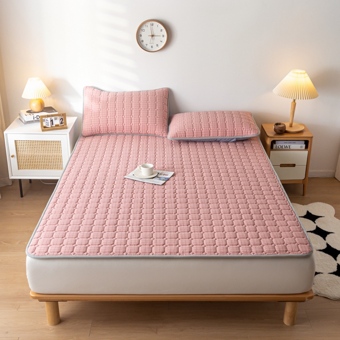 91家纺网 家纺一手货源 找家纺 鑫钰 2024水洗棉床护垫-简格 简格-豆沙格