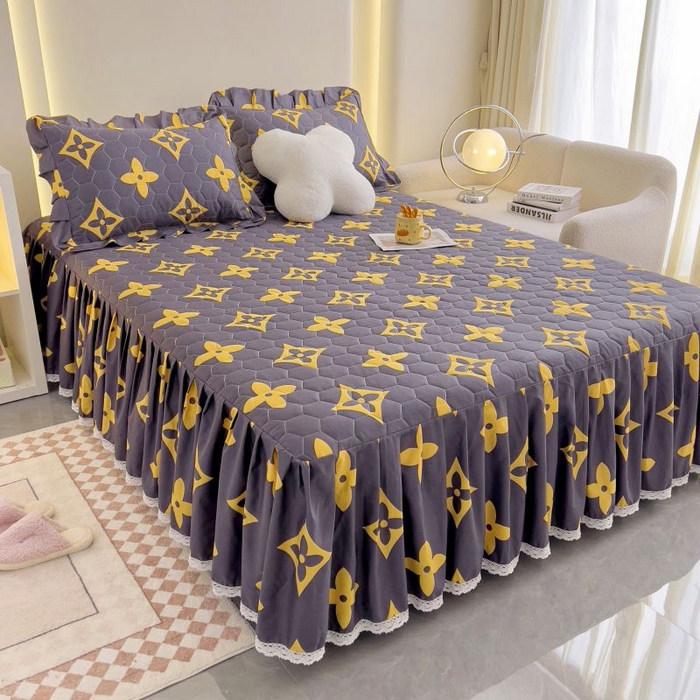 91家纺网 家纺一手货源 找家纺 情煊家纺 2024新款全棉亲肤夹棉印花床裙 11轻奢范