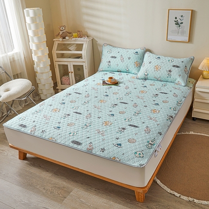 91家纺网 家纺一手货源 找家纺 （总）小萌虎 2024新款凉感冰丝印花床单款胶质凉席