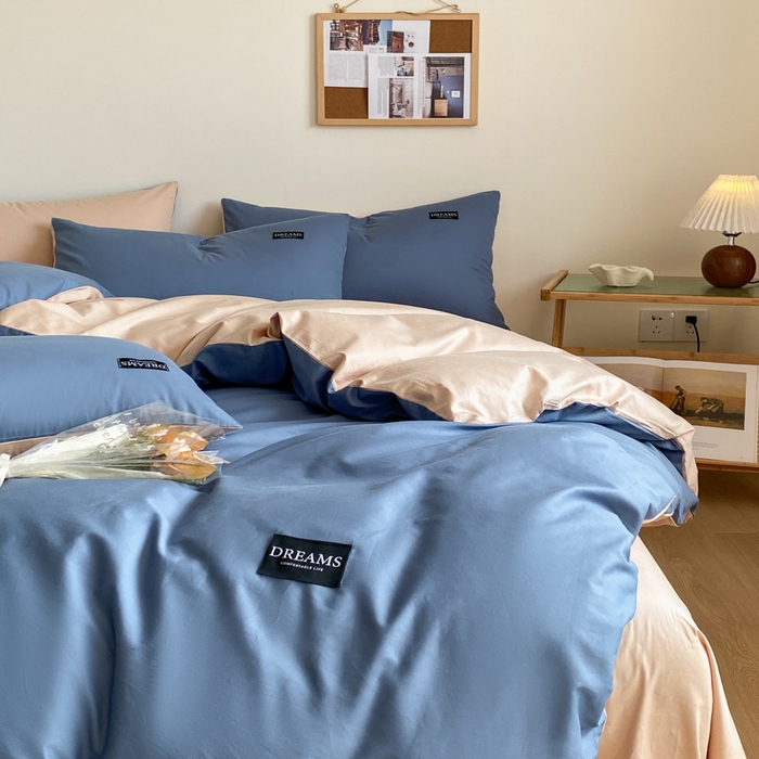 91家纺网 家纺一手货源 找家纺 （总）如约 2025春夏新品全棉13372纯色双拼四件套