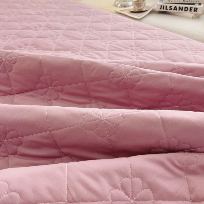 91家纺网 家纺一手货源 找家纺 情煊家纺 2024新款全棉亲肤夹棉纯色床笠 粉玉