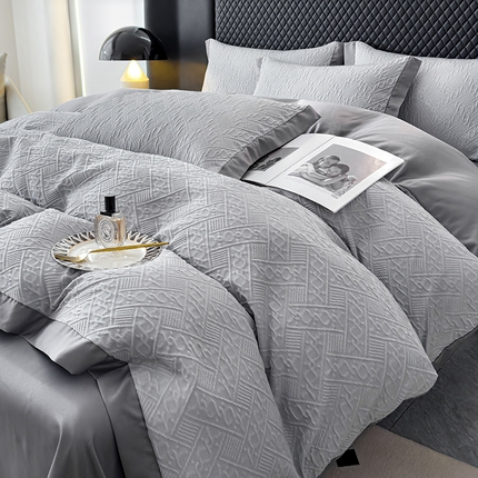 91家纺网 家纺一手货源 找家纺 （总）金阳光家纺 2024轻奢款立体浮雕水洗天丝四件套