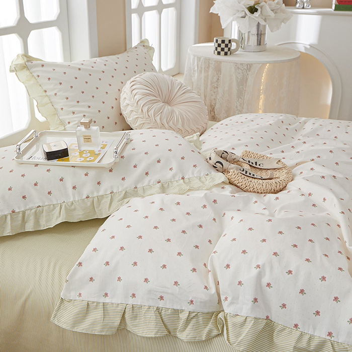 91家纺网 家纺一手货源 找家纺 一米阳光 2024新款2月全棉花边款四件套 锦觅