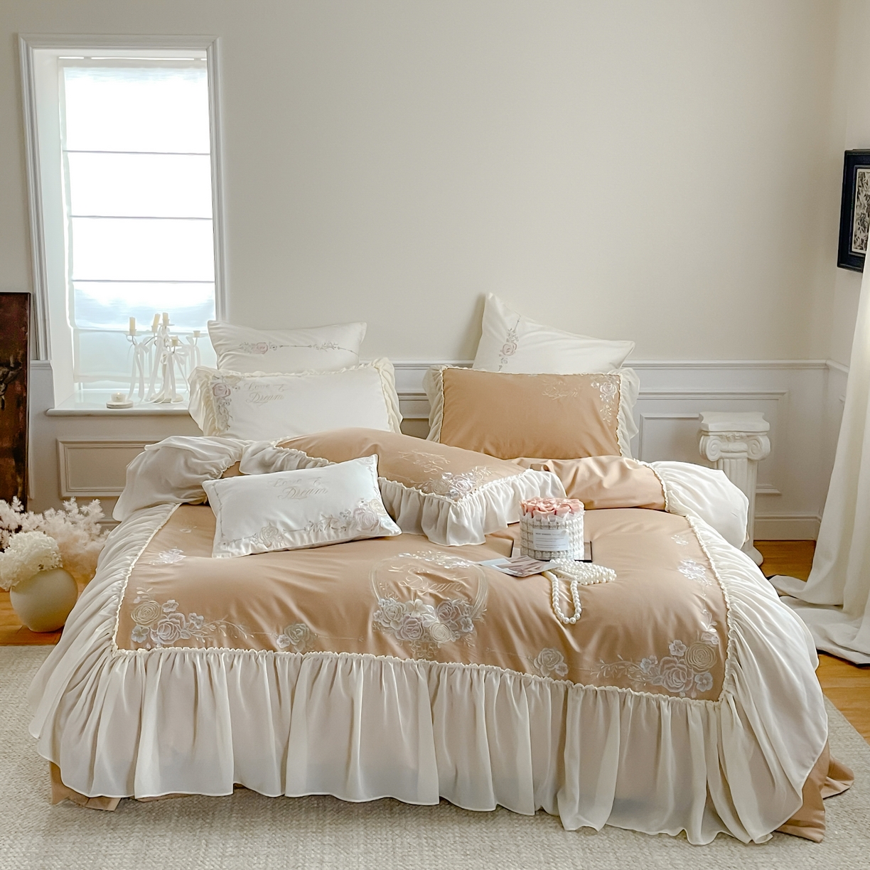 91家纺网 家纺一手货源 找家纺 2024新款100支全棉 温莎城堡系列四件套温莎城堡（图二） 美拉德棕