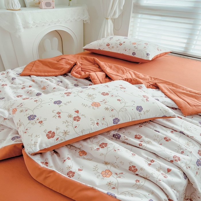 91家纺网 家纺一手货源 找家纺 梵克保罗 2024新款棉麻夏被五件套含抱枕套 阡陌