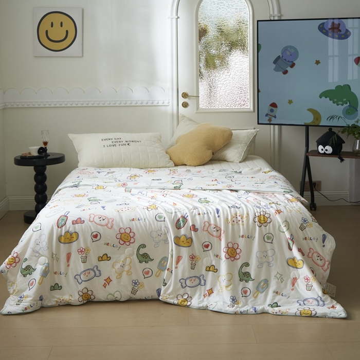 91家纺网 家纺一手货源 找家纺 米菲 A类生态锦棉牛奶针织棉大豆夏被（四季款） 糖果世界