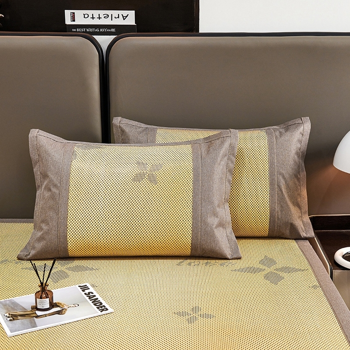 91家纺网 家纺一手货源 找家纺 青雅席业 2025年新款春夏3D复合冰藤养生席 四叶草-金