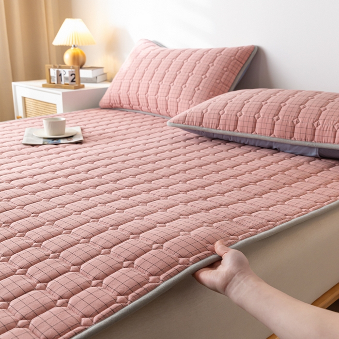 91家纺网 家纺一手货源 找家纺 鑫钰 2024水洗棉床护垫-简格 简格-豆沙格