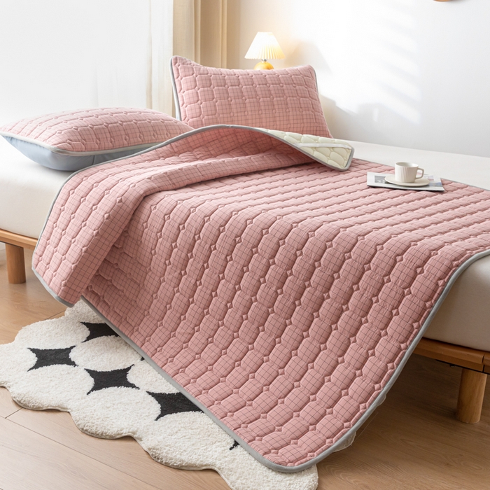 91家纺网 家纺一手货源 找家纺 鑫钰 2024水洗棉床护垫-简格 简格-豆沙格