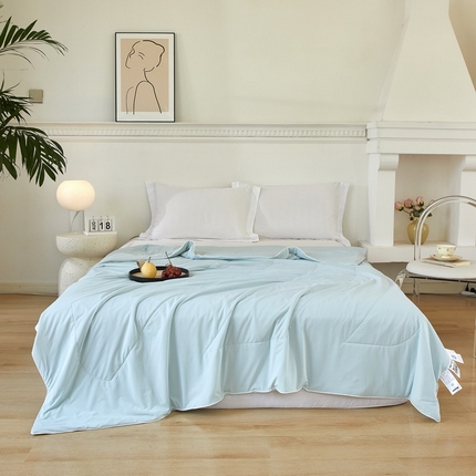 91家纺网 家纺一手货源 找家纺 库里梦家纺 2024新款A类冰肤凉感夏被 蓝