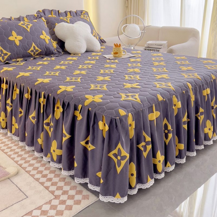 91家纺网 家纺一手货源 找家纺 情煊家纺 2024新款全棉亲肤夹棉印花床裙 11轻奢范