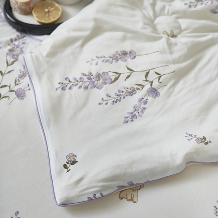 91家纺网 家纺一手货源 找家纺 米菲 A类生态锦棉牛奶针织棉大豆夏被（四季款） 薰衣草