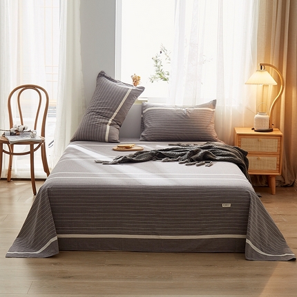 91家纺网 家纺一手货源 找家纺 暖阳 2025新款全棉水洗棉单床单 雅典大格绿