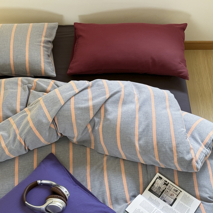 91家纺网 家纺一手货源 找家纺 （总）玛奇朵 2024春夏新品A类全棉小肌理纹提花简约色织条纹四件套-宝格丽系列