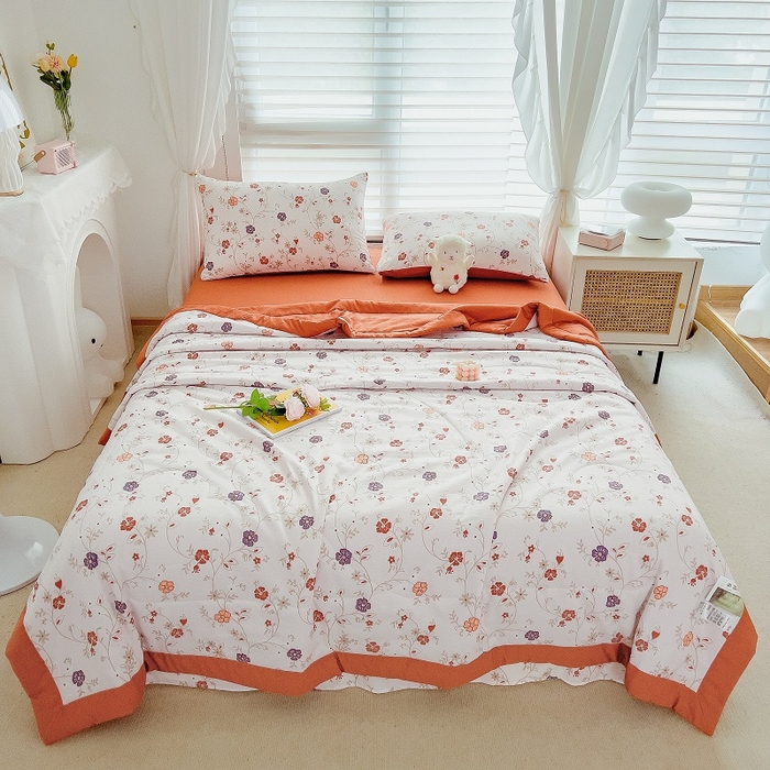 91家纺网 家纺一手货源 找家纺 梵克保罗 2024新款棉麻夏被五件套含抱枕套 阡陌