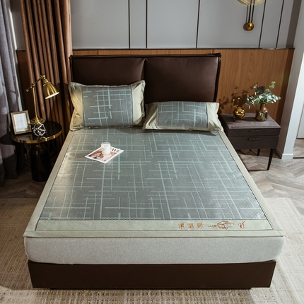 全季家居 2024新款加厚加密宽边刺绣提花冰藤凉席 时光-水绿（床席款）