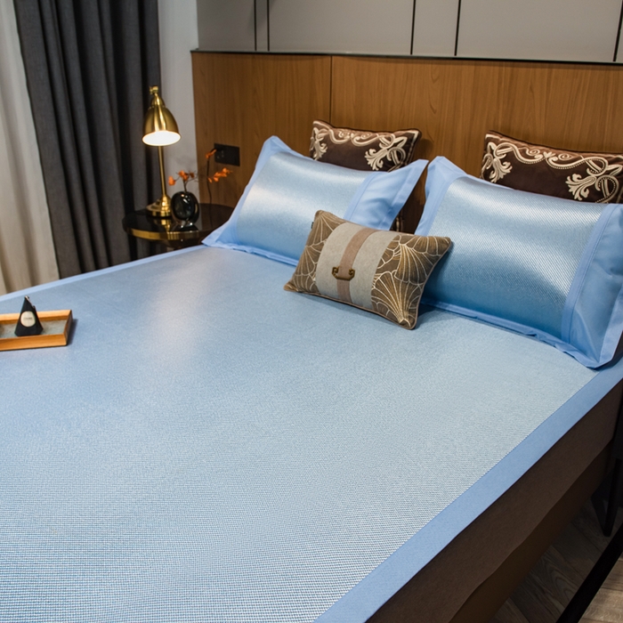 91家纺网 家纺一手货源 找家纺 全季家居 2024新款A类艾草驱蚊冰藤席 艾草-天蓝