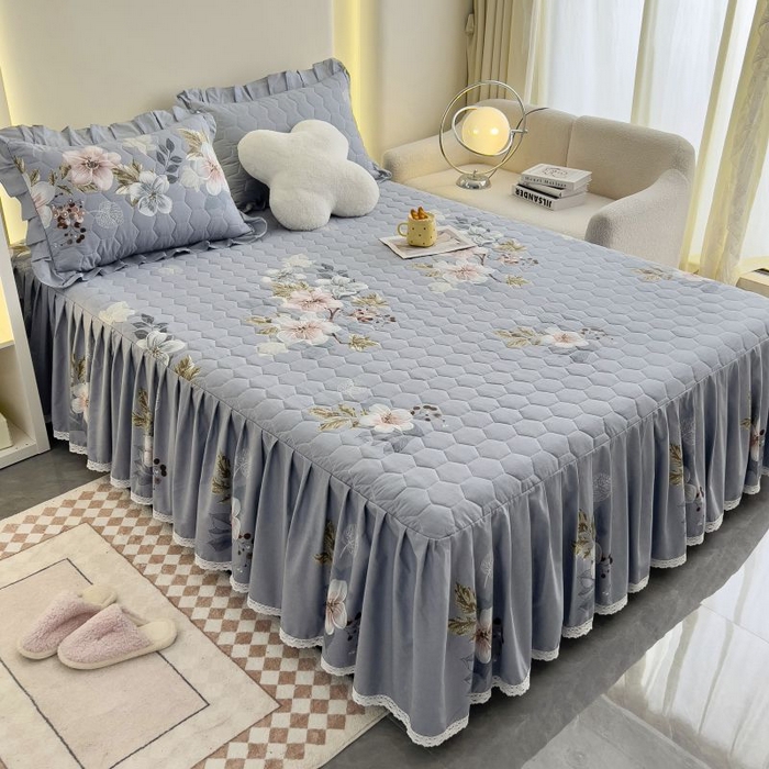 91家纺网 家纺一手货源 找家纺 情煊家纺 2024新款全棉亲肤夹棉印花床裙 15茗香阁