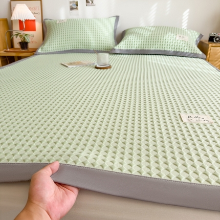 丝羽坊 2025新款PE凉感450克A类华夫格冰豆豆软凉席-平铺款 冰豆豆-绿