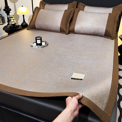 91家纺网 家纺一手货源 找家纺 全季家居 2024新款5A抗菌纯色现代肌理纹冰藤席 香槟