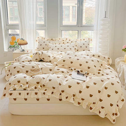 91家纺网 家纺一手货源 找家纺 （总）宜凡家纺 2024新款全棉印花夹棉床笠四件套