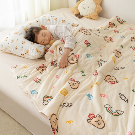 91家纺网 家纺一手货源 找家纺 寐眠 寐眠 2024新款针织棉大豆夏被【儿童图】 小熊