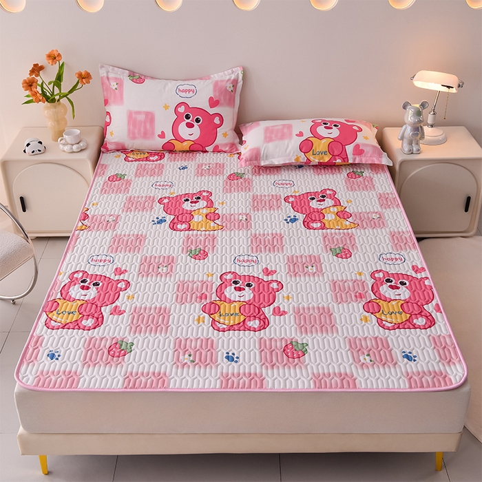 91家纺网 家纺一手货源 找家纺 床笠人家 2025新款全棉夹棉防水床垫 可爱熊