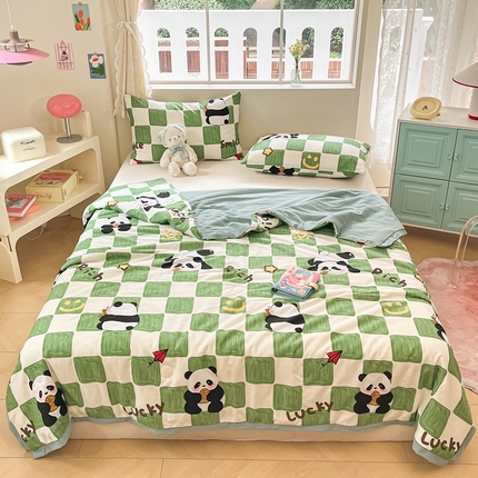 八方汇 2024新款A类全棉印花小清新夏被 安逸胖达