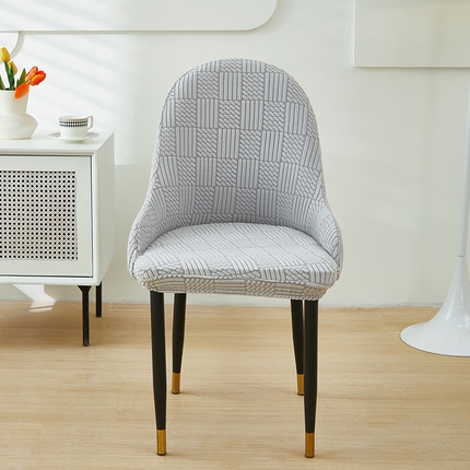 共鸣沙发套 2024新款摇粒绒提花交织纹系列椅套（扶手款弧形椅套） 格纹-浅灰