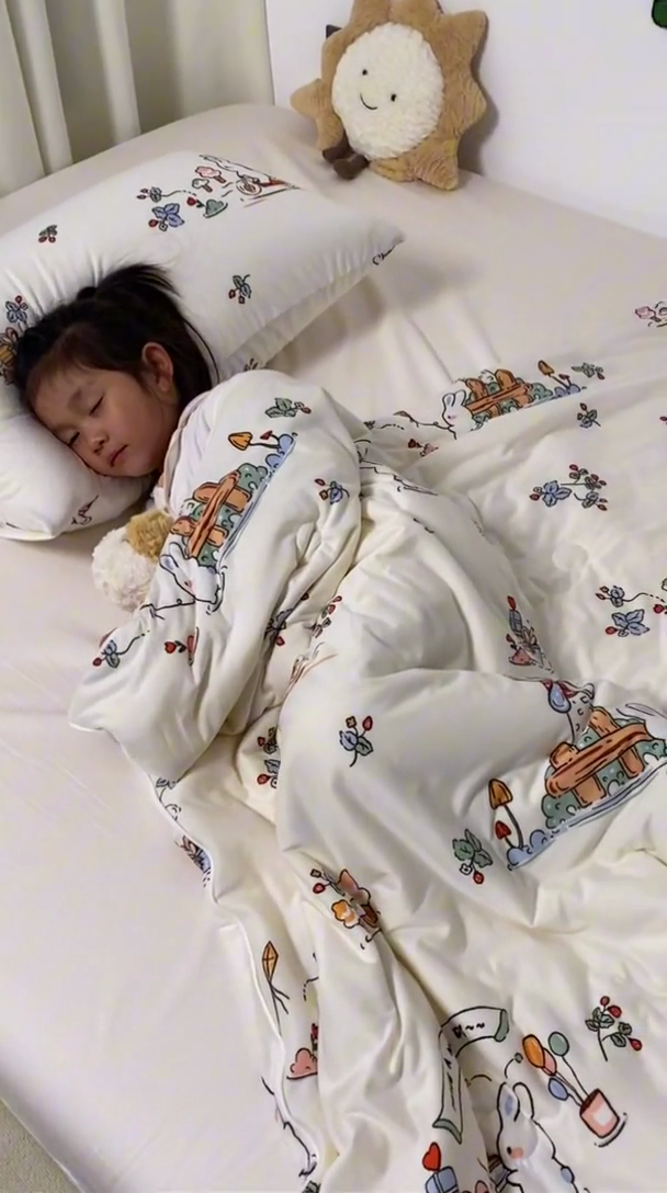 91家纺网 家纺一手货源 找家纺 寐眠 寐眠 2024新款针织棉大豆夏被【儿童图】 小兔乐园